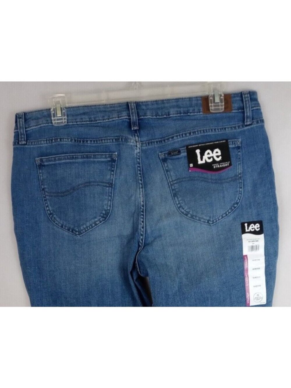 NWT Lee Straight Leg Regular Fit Distressed Whiskered Jeans Size 18P Inseam 25"